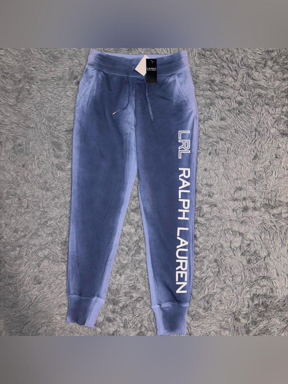 NEW Lauren Ralph Lauren Women's Blue Ombré Jogger Pants Graphic Print Logo Small